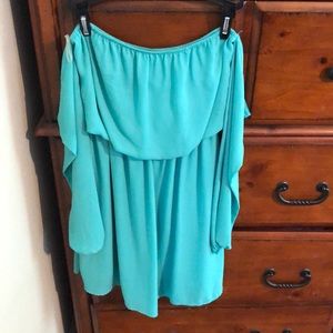 Beautiful Teal off the shoulder mini dress